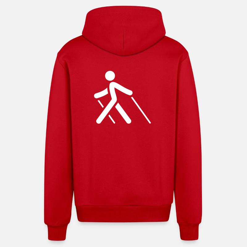 Marche à la perche - Veste à capuche bio décontractée fabriquée en UE - rouge