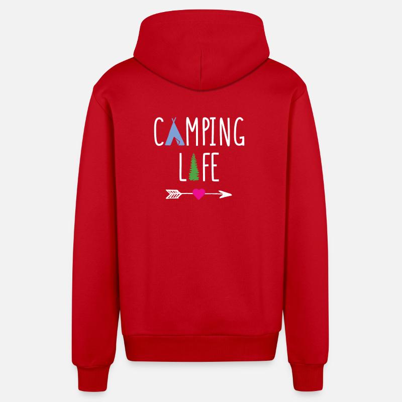 Leben auf dem Campingplatz - Organic Relaxed Kapuzenjacke Made in EU - Rot