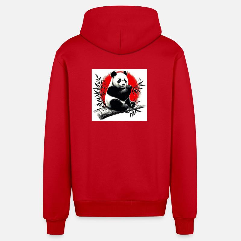 Panda - Veste à capuche bio décontractée fabriquée en UE - rouge
