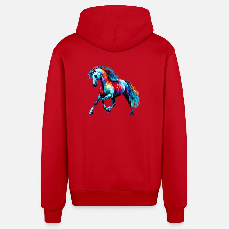 Pferd - Organic Relaxed Kapuzenjacke Made in EU - Rot