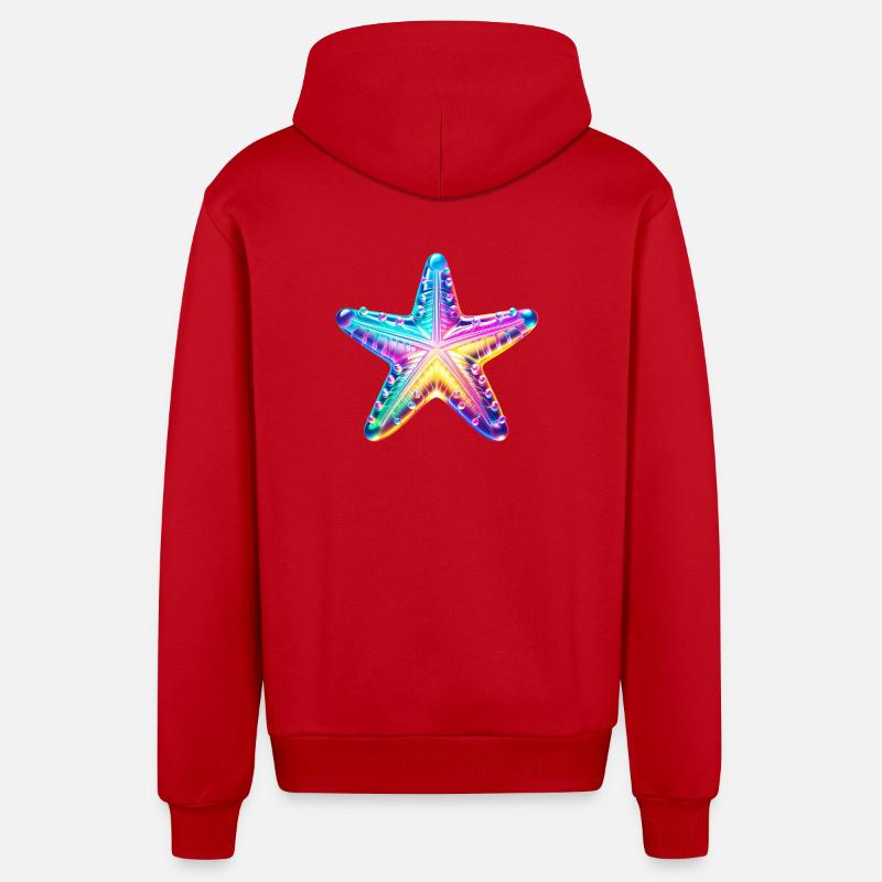 Étoile de mer - Veste à capuche bio décontractée fabriquée en UE - rouge