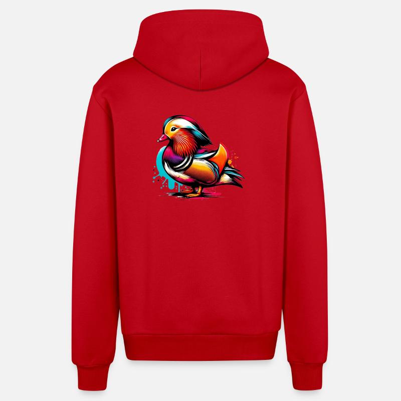 Mandarinente - Organic Relaxed Kapuzenjacke Made in EU - Rot