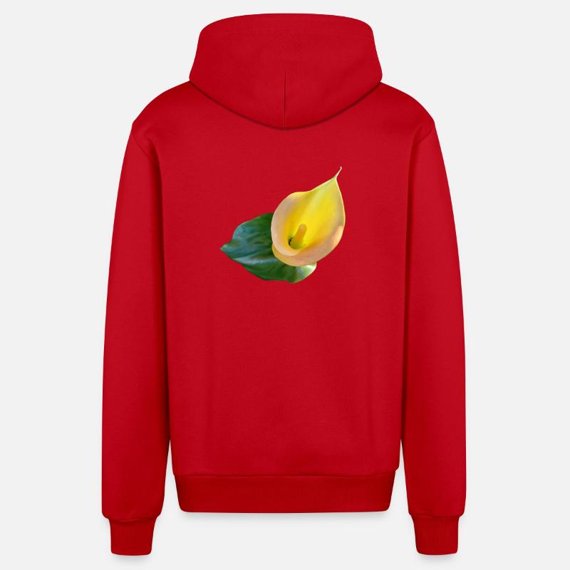 LYS CALLA JAUNE - Veste à capuche bio décontractée fabriquée en UE - rouge