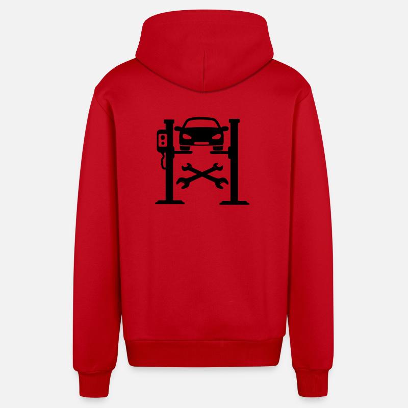 Logo der Autowerkstatt - Organic Relaxed Kapuzenjacke Made in EU - Rot