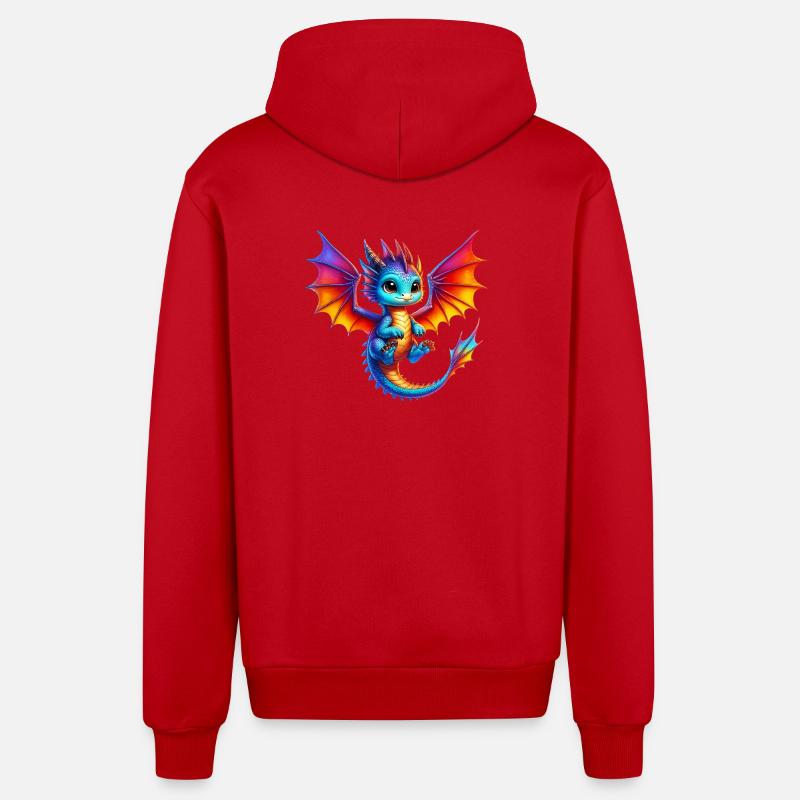 Dragon - Veste à capuche bio décontractée fabriquée en UE - rouge