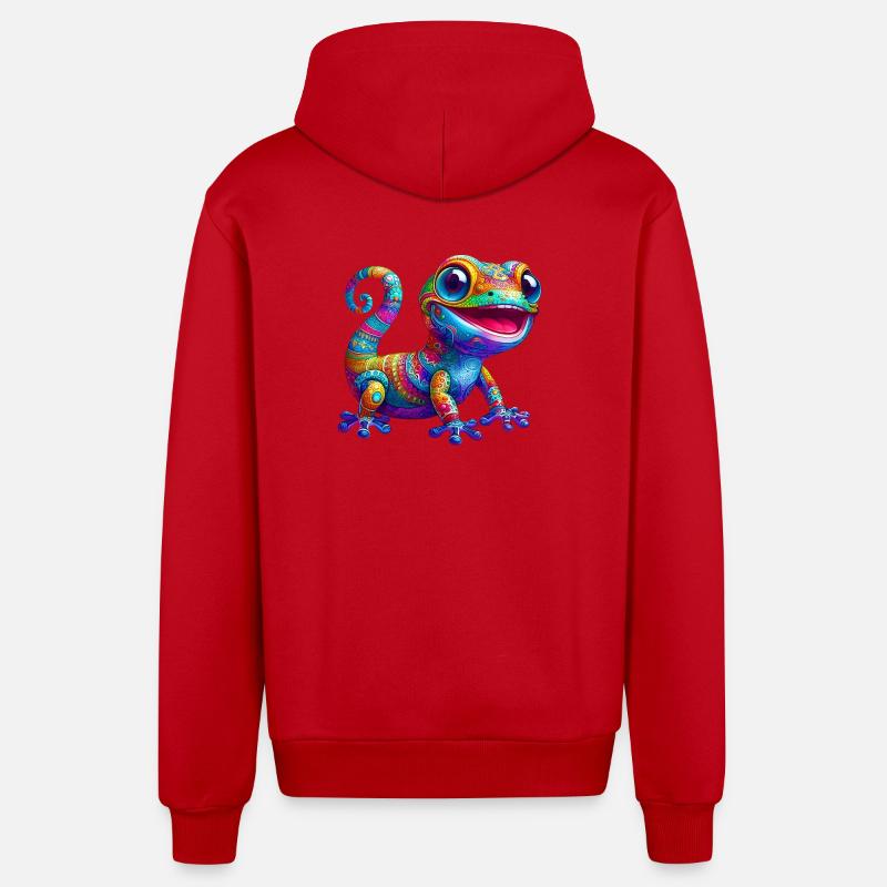 Gecko - Veste à capuche bio décontractée fabriquée en UE - rouge