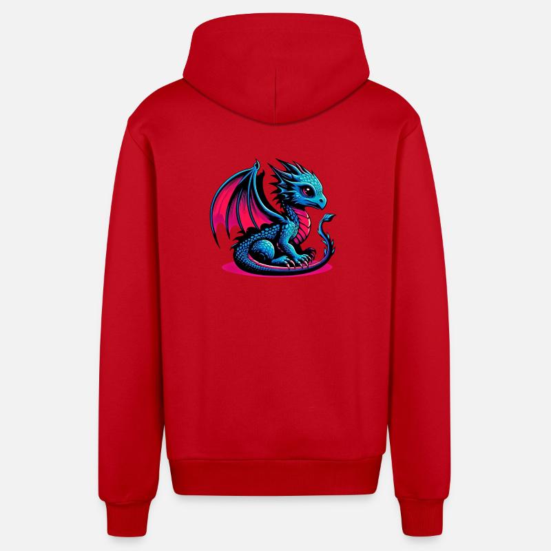 Dragon - Veste à capuche bio décontractée fabriquée en UE - rouge