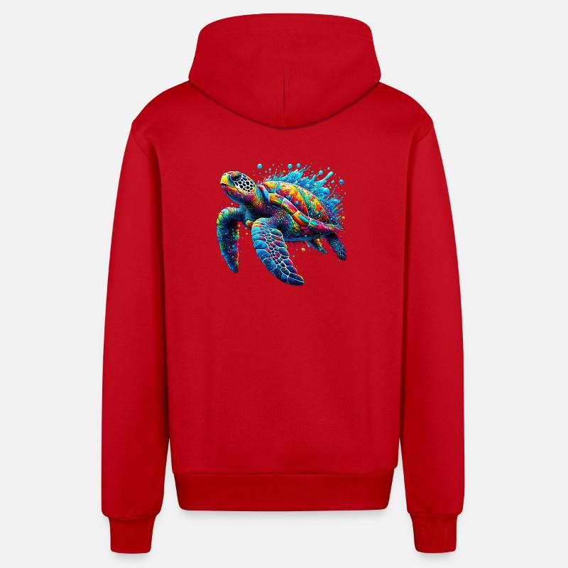Tortue - Veste à capuche bio décontractée fabriquée en UE - rouge