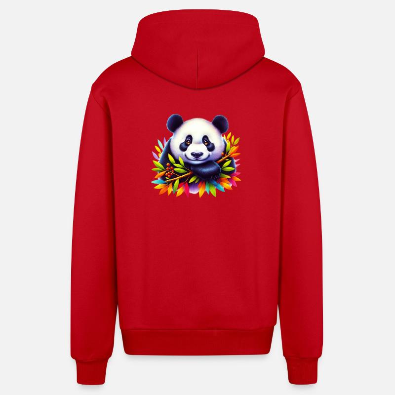 Panda - Veste à capuche bio décontractée fabriquée en UE - rouge