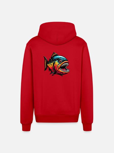 Piranha - Veste à capuche bio décontractée fabriquée en UE - rouge