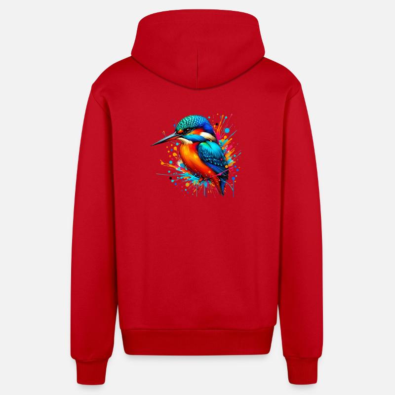 Martin-pêcheur - Veste à capuche bio décontractée fabriquée en UE - rouge