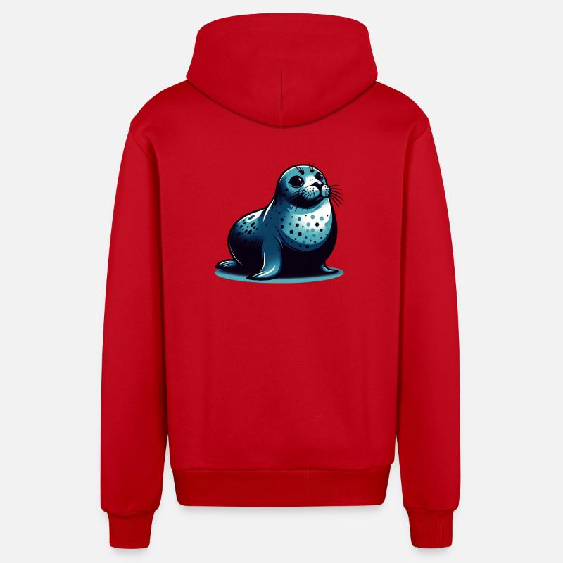 Phoque - Veste à capuche bio décontractée fabriquée en UE - rouge