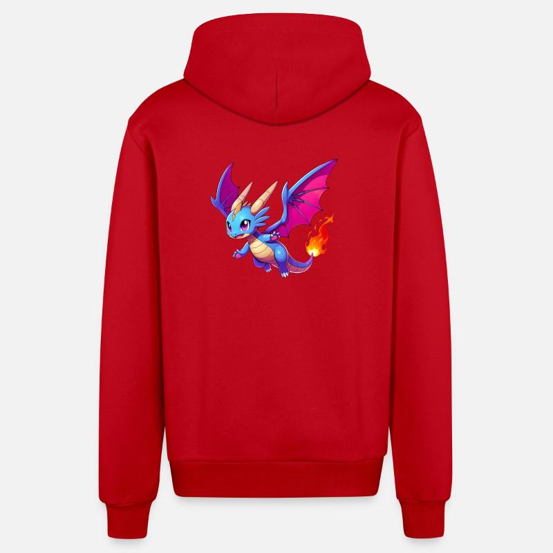 Dragon - Veste à capuche bio décontractée fabriquée en UE - rouge