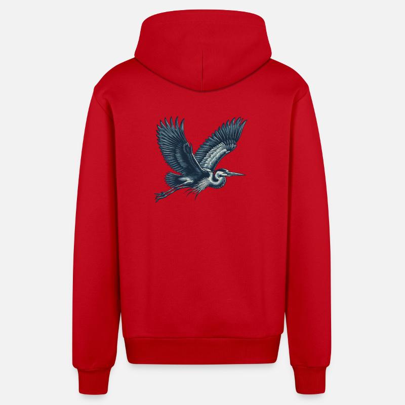 Héron - Veste à capuche bio décontractée fabriquée en UE - rouge