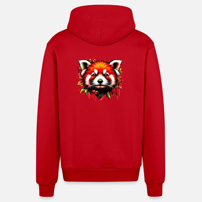Red panda - Organic Relaxed Hooded Jacket Made in EU - red