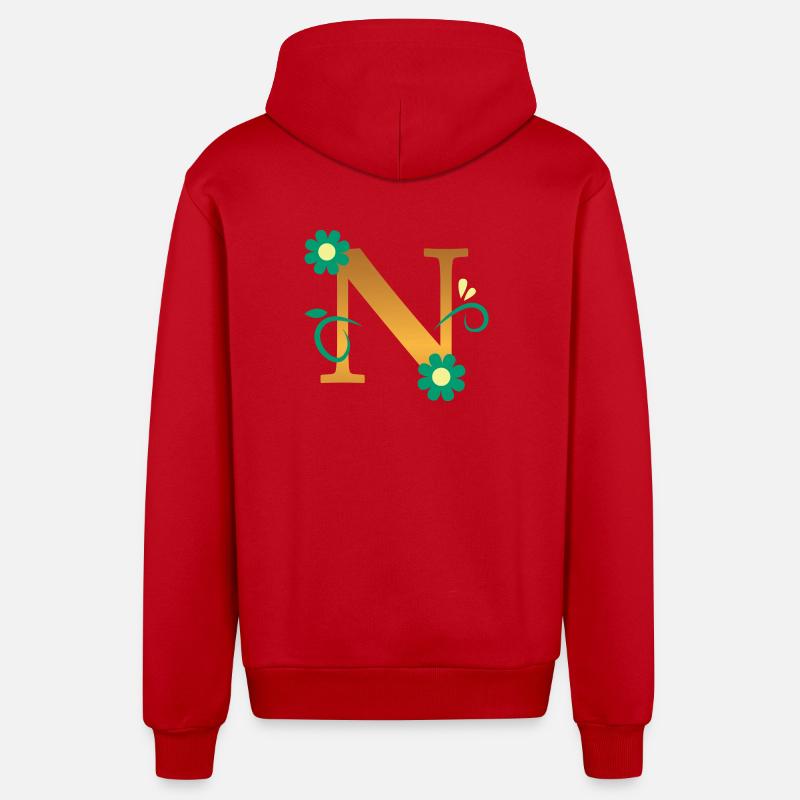 N - Veste à capuche bio décontractée fabriquée en UE - rouge