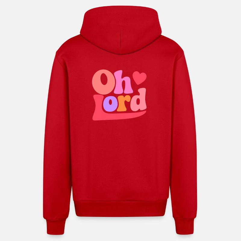 Oh Lord - Organic Relaxed Hooded Jacket Made in EU - red