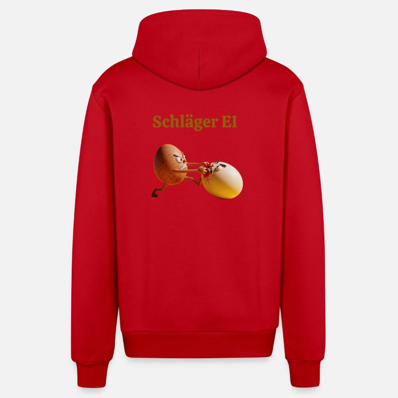 Schläger Ei – Lustiger Eierkampf - Organic Relaxed Kapuzenjacke Made in EU - Rot