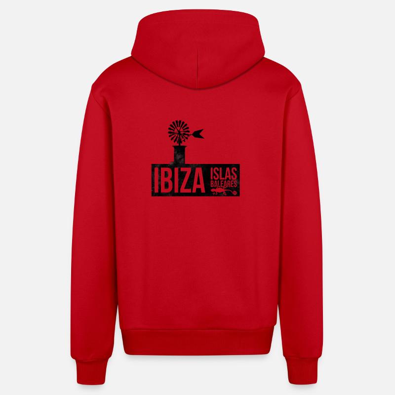 Île d’Ibiza Silhouette Éolienne - Veste à capuche bio décontractée fabriquée en UE - rouge