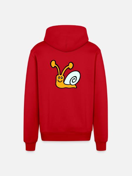 Snail Shell Cute Cute Happy Cool - Organic Relaxed Hooded Jacket Made in EU - red