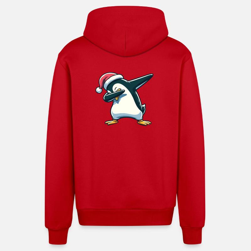 Tapons de Noël Penguin Dab Noël - Veste à capuche bio décontractée fabriquée en UE - rouge
