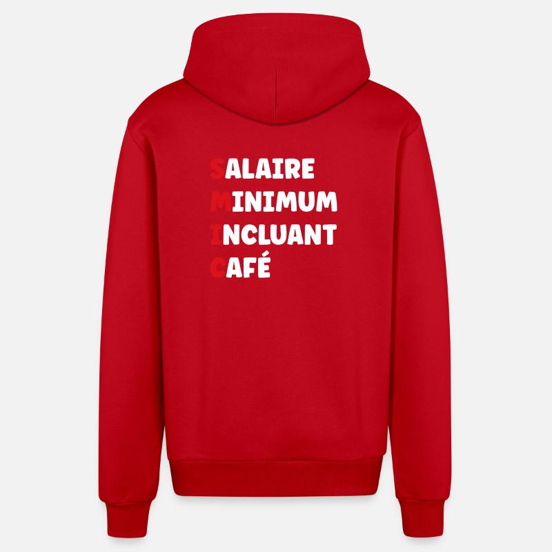 Mindestlohn einschließlich Kaffee SMIC - Organic Relaxed Kapuzenjacke Made in EU - Rot