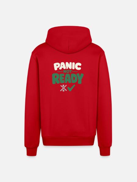 Calmness beats panic, lifestyle, - Organic Relaxed Hooded Jacket Made in EU - red
