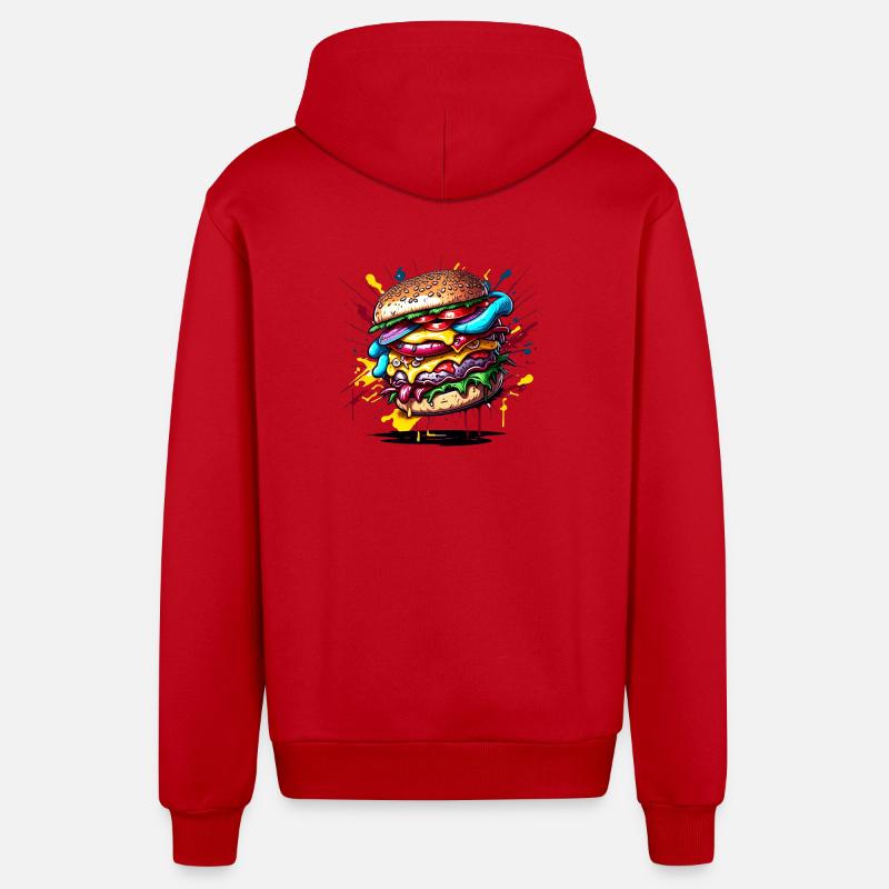 Hamburger Graffiti Farbexplosion - Organic Relaxed Kapuzenjacke Made in EU - Rot