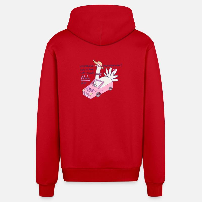 Qui a besoin de la Saint-Valentin ? - Veste à capuche bio décontractée fabriquée en UE - rouge