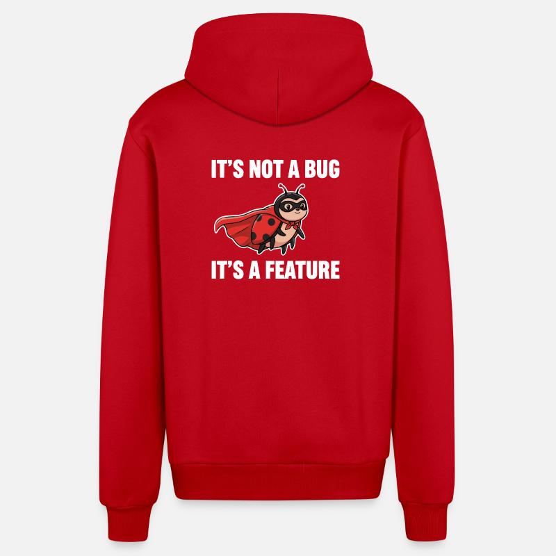Kein Bug, nur Feature – Superheld Marienkäfer  - Organic Relaxed Kapuzenjacke Made in EU - Rot