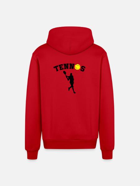 Tennis Ball Night Silhouette - Organic Relaxed Hooded Jacket Made in EU - red