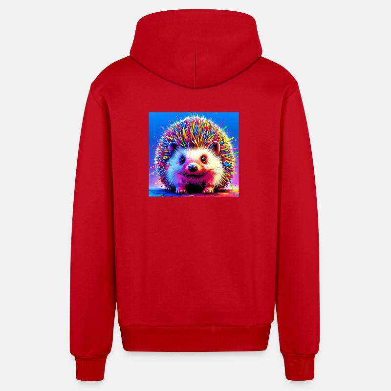 hérisson - Veste à capuche bio décontractée fabriquée en UE - rouge