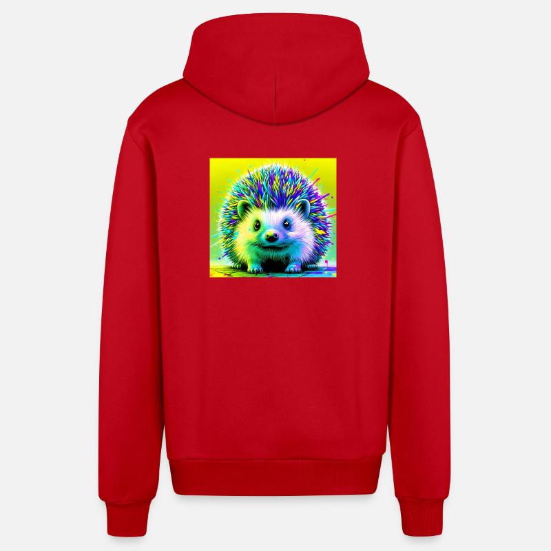 hérisson - Veste à capuche bio décontractée fabriquée en UE - rouge