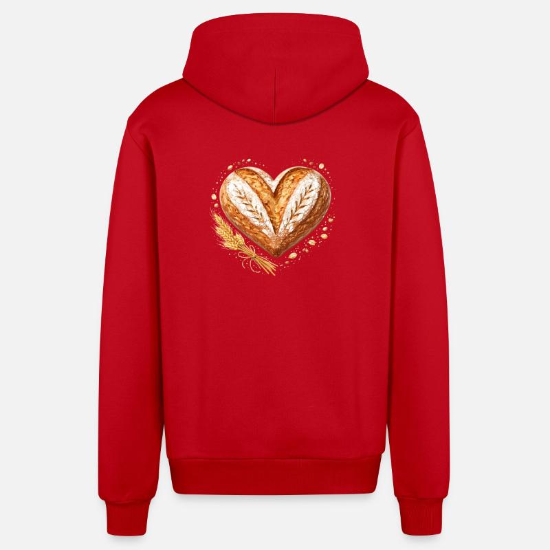 Herz Brot Backen Sauerteig Bäcker Design  - Organic Relaxed Kapuzenjacke Made in EU - Rot