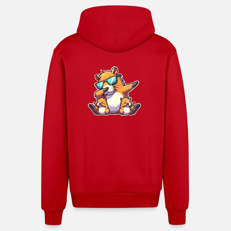 Capybara papa - Veste à capuche bio décontractée fabriquée en UE - rouge