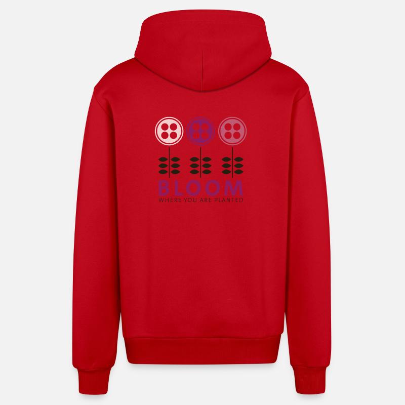 Fleurir - Veste à capuche bio décontractée fabriquée en UE - rouge