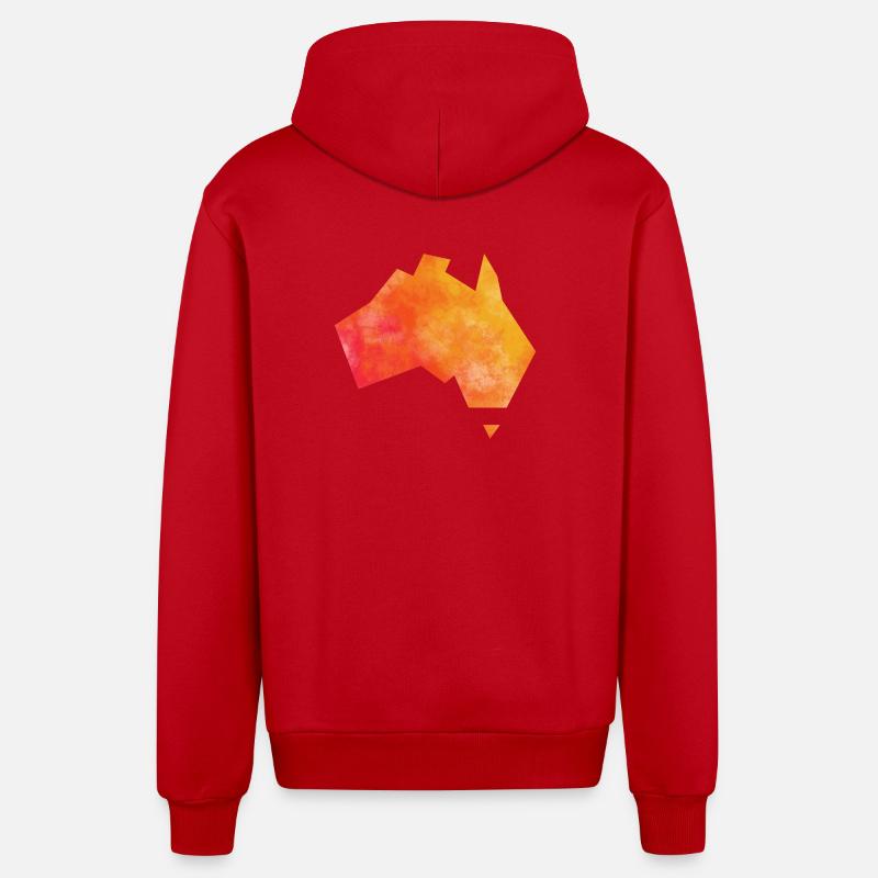 Map Australia - Veste à capuche bio décontractée fabriquée en UE - rouge