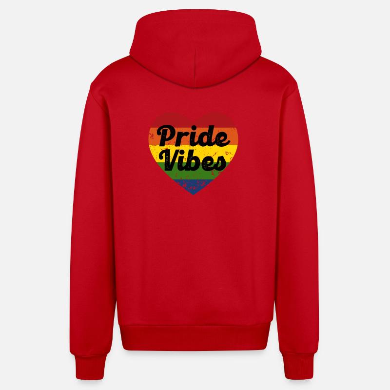 Pride Vibes Heart Design - Veste à capuche bio décontractée fabriquée en UE - rouge