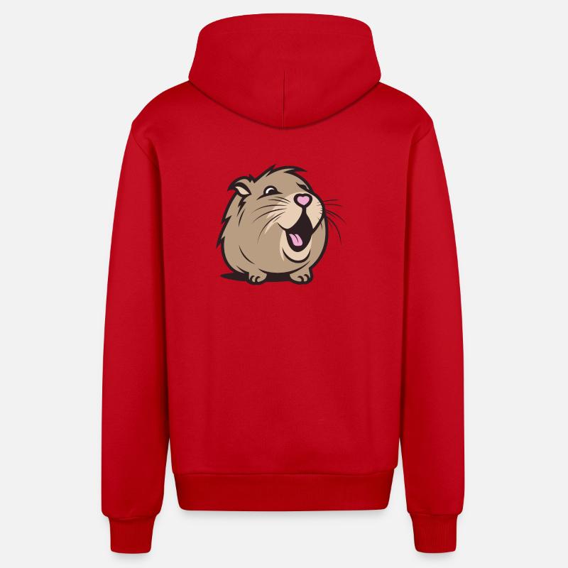 Capybara joyeux / Cobaye / Hamster – Cœur - Veste à capuche bio décontractée fabriquée en UE - rouge
