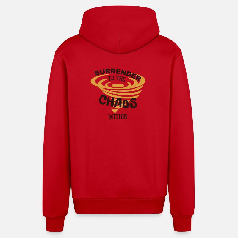 Reddition au chaos intérieur - Veste à capuche bio décontractée fabriquée en UE - rouge