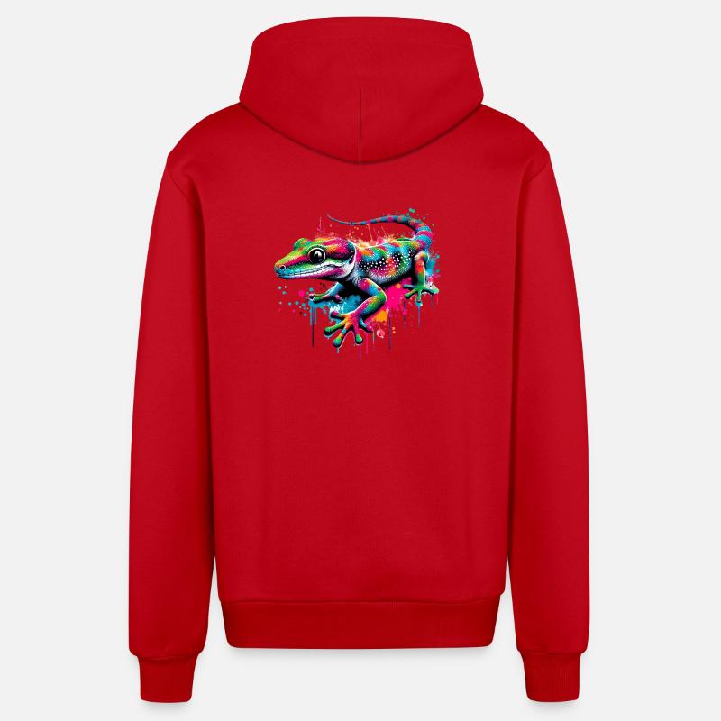 Gecko - Veste à capuche bio décontractée fabriquée en UE - rouge