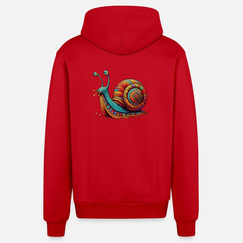 Escargot - Veste à capuche bio décontractée fabriquée en UE - rouge