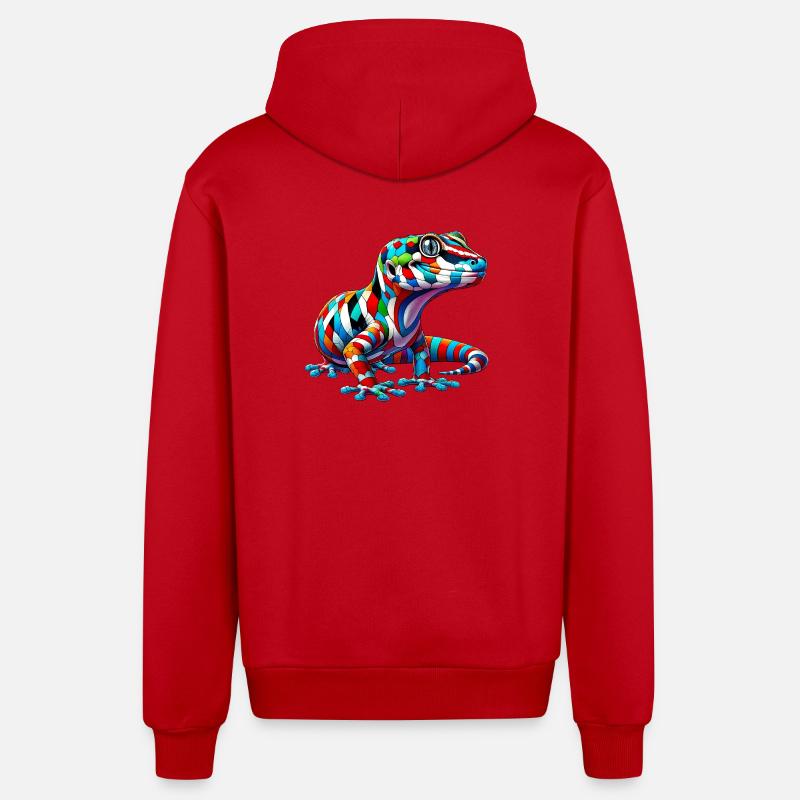 Gecko - Veste à capuche bio décontractée fabriquée en UE - rouge