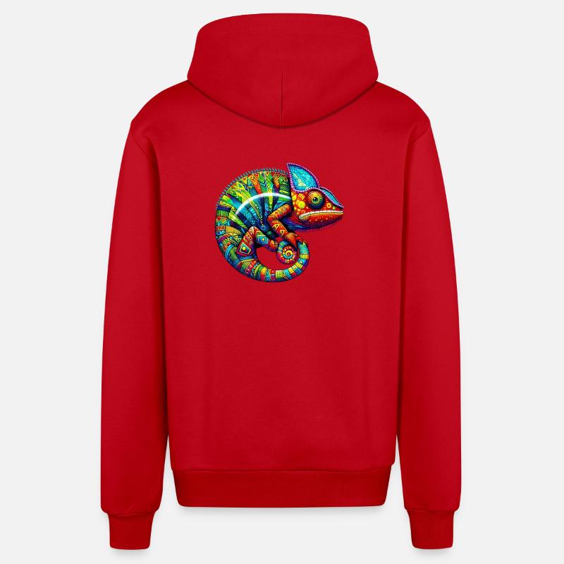 Caméléon - Veste à capuche bio décontractée fabriquée en UE - rouge