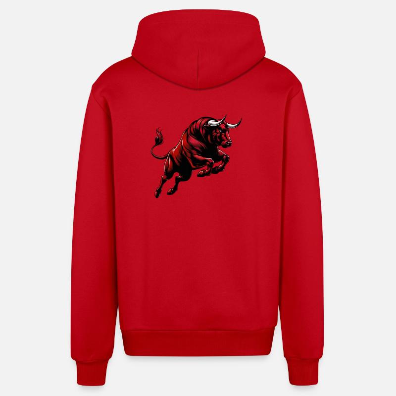 Bull - Organic Relaxed Hooded Jacket Made in EU - red