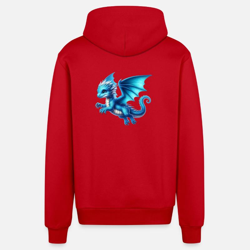 Dragon - Veste à capuche bio décontractée fabriquée en UE - rouge
