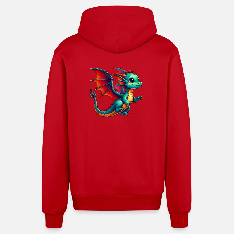 Dragon - Veste à capuche bio décontractée fabriquée en UE - rouge