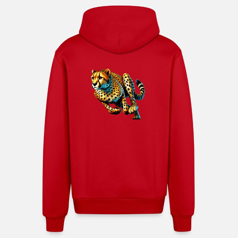 Guépard - Veste à capuche bio décontractée fabriquée en UE - rouge