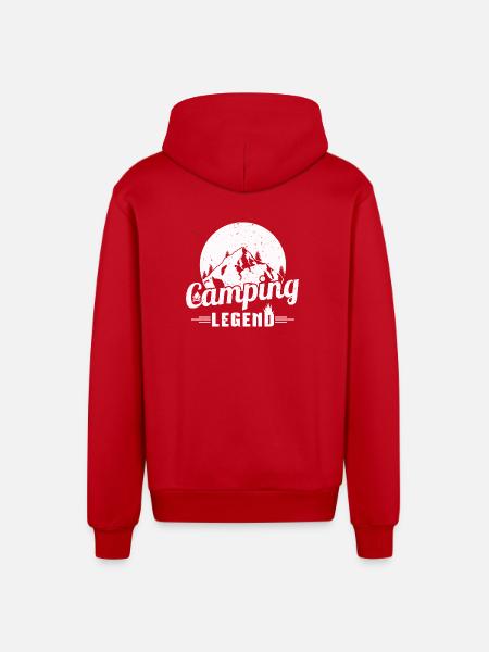 Mountain Camping Legend Design - Organic Relaxed Hooded Jacket Made in EU - red