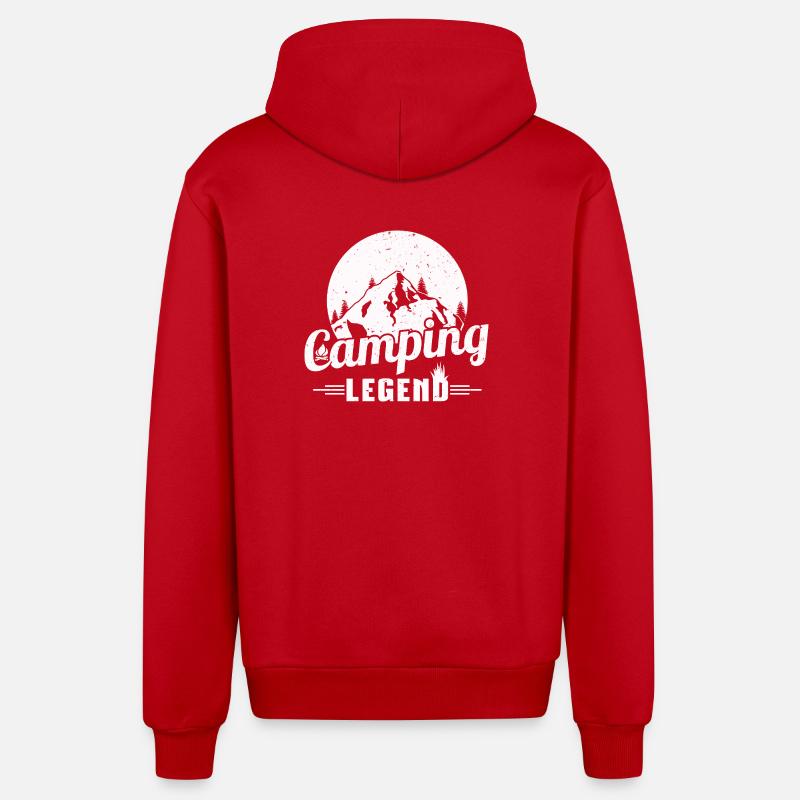 Mountain Camping Legend Design - Organic Relaxed Hooded Jacket Made in EU - red